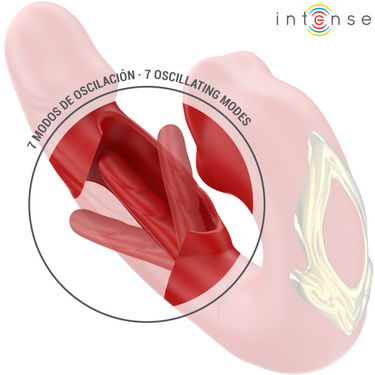 Vibratore Doppio Nathy con Stimolazione Bocca, Intense Rosso